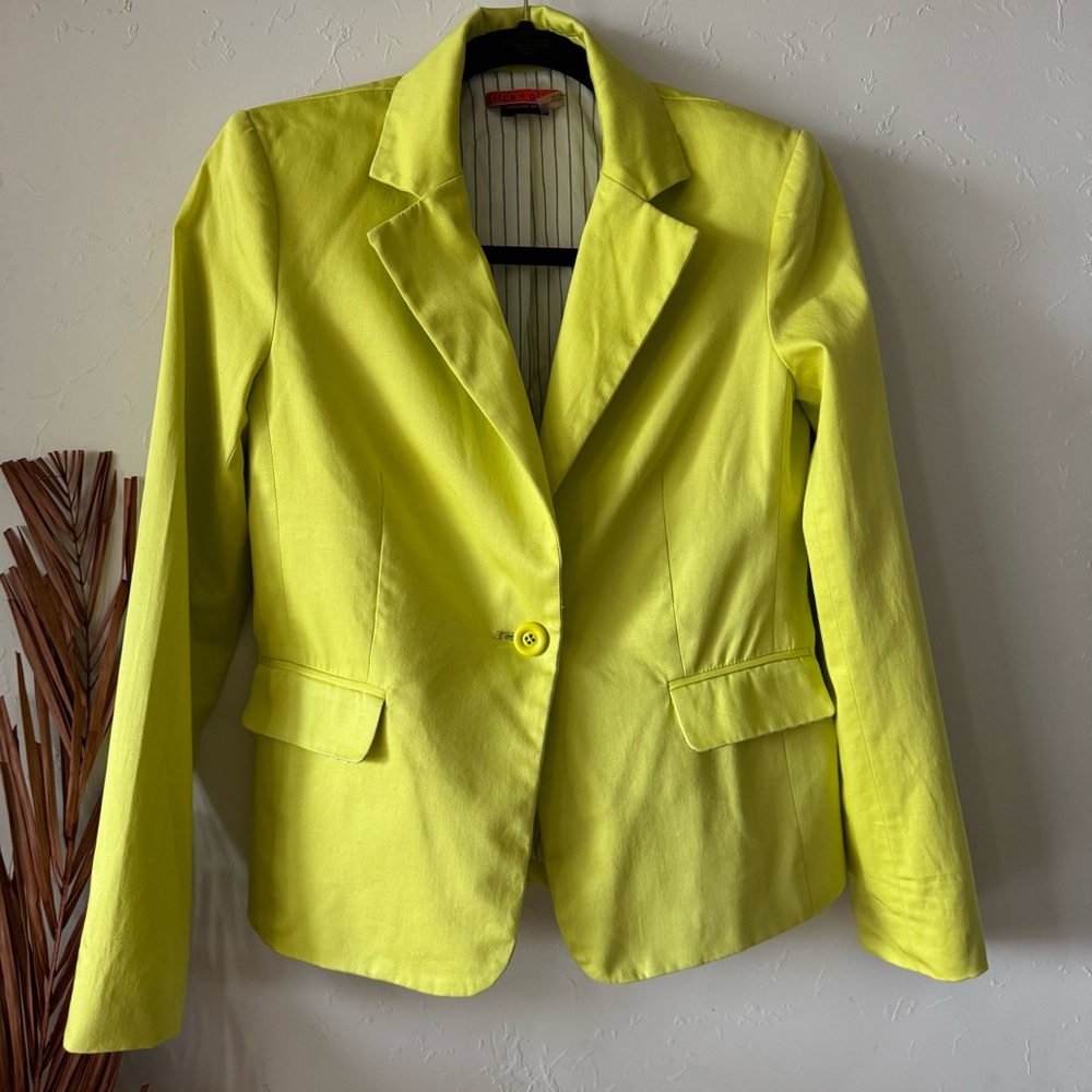 Alice + Olivia Yellow Elyse Blazer Women’s Size S